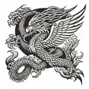 japanese dragon flying eagle tattoo design idea