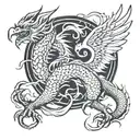 japanese dragon flying eagle tattoo design idea