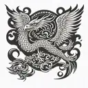japanese dragon flying eagle tattoo design idea