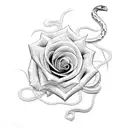 rose and snake tattoo design idea