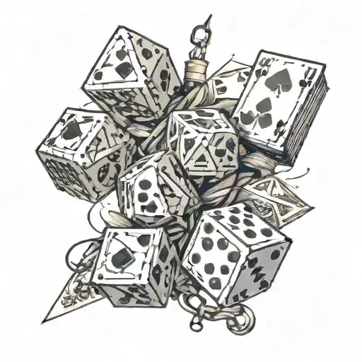  ### Upper Arm: - **Broken Dice and Torn Cards**: Representing the chaos and destruction caused by gambling. - **Chains* tattoo design idea