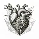 abstract realistic heart shape tattoo design idea