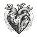 abstract realistic heart shape tattoo design idea