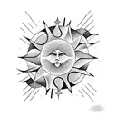sun and storm inside the triangle tattoo design idea