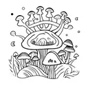 A mystical forest with glowing mushrooms and fireflies tattoo design idea