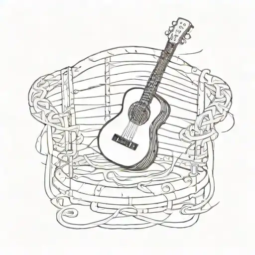 A wrestling ring with a guitar neck and strings intertwined, symbolizing the client's love for both wrestling and playing guitar tattoo design idea