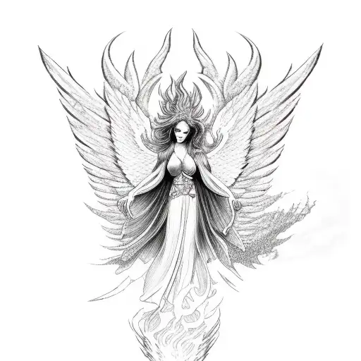 Phoenix angel devil tattoo design idea