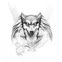 Serbian eagle and a wolf  tattoo design idea