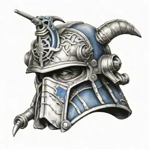 casque du capitaine rex, de fives et de echo tattoo design idea