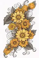 calendula and marigold flowers with wings made tattoo design idea