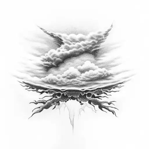 spine tattoo clouds  tattoo design idea