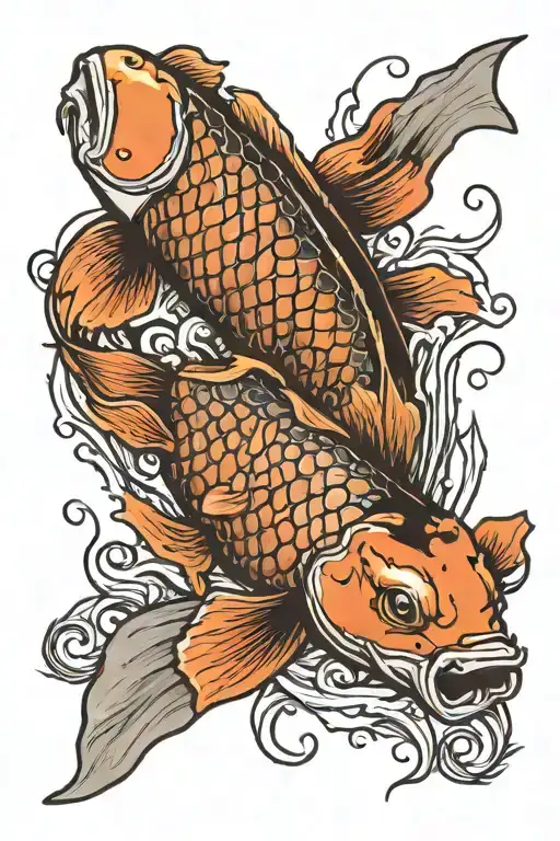 dead koi fish swimming gracefully tattoo design idea