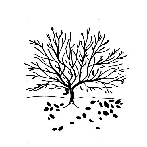 spruce tree at front of house tattoo design idea