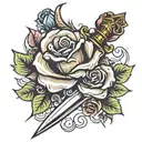 sword through rose tattoo design idea