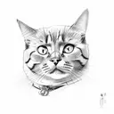 Portrait of Bart the cat in a sketchy and minimalist style tattoo design idea