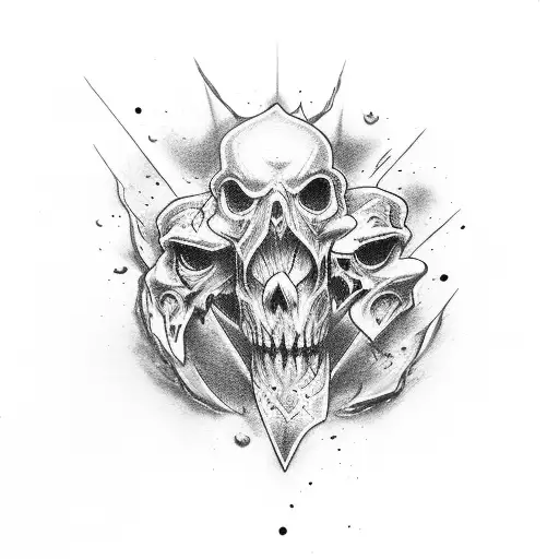 a dagger that rips through the skin with blood drops at the end tattoo design idea