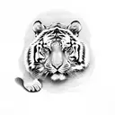 tiger coming over tombstone  tattoo design idea