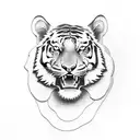 tiger coming over tombstone  tattoo design idea