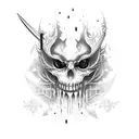 a dagger that rips through the skin with blood drops at the end tattoo design idea