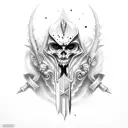 a dagger that rips through the skin with blood drops at the end tattoo design idea