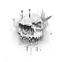 a knife that rips through the skin with blood drops at the end tattoo design idea