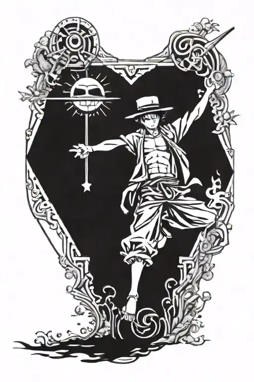 Combine elements from One Piece, Naruto, and Bleach to create a unique anime-inspired tattoo design tattoo design idea