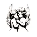 Angel cherubs kissing tattoo design idea