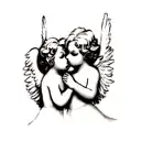 Angel cherubs kissing tattoo design idea