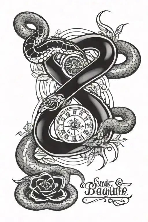 snake and roulette wheel tattoo design idea