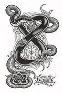 snake and roulette wheel tattoo design idea