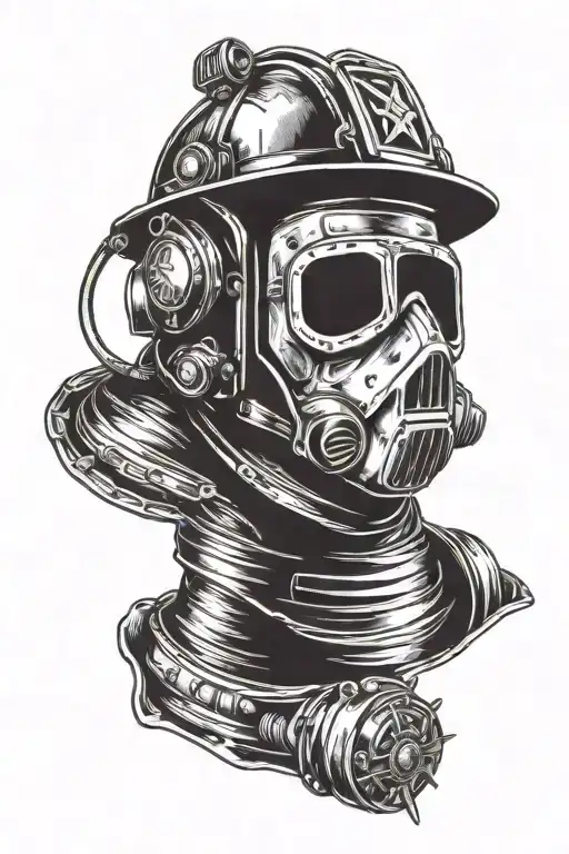 welding and firefighter helmet tattoo design idea