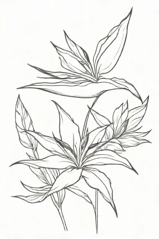 birds of paradise flower tattoo design idea