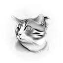 calico cat drawn in the style of vermeer's girl with a pearl earring tattoo design idea