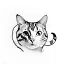 calico cat drawn in the style of vermeer's girl with a pearl earring tattoo design idea