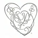 heart Initials tattoo design idea