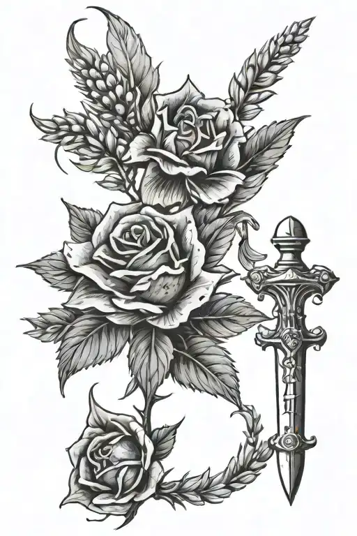 vervain and dagger tattoo design idea