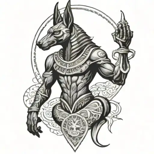 god Anubis with scales  tattoo design idea