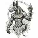 god Anubis with scales  tattoo design idea