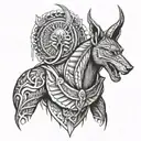 god Anubis with scales  tattoo design idea