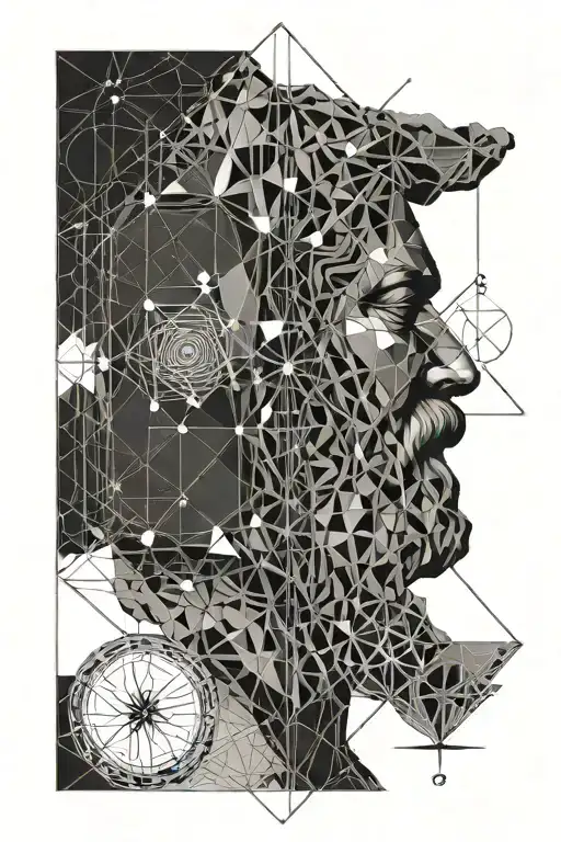 socrates, astrology and lines connecting all tattoo design idea