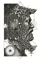 socrates, astrology and lines connecting all tattoo design idea