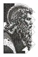 socrates, astrology and lines connecting all tattoo design idea