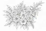 hanging flowe bouquet tattoo design idea
