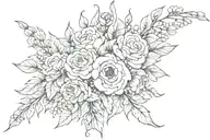 hanging flowe bouquet tattoo design idea