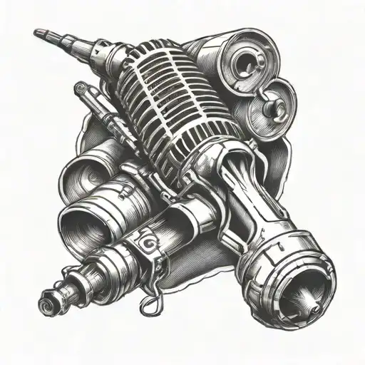 Create a tattoo of a rap microphone morphing into a Kalashnikov rifle tattoo design idea