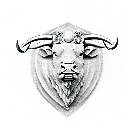Bull head with the number 87 in roman numeral tattoo design idea