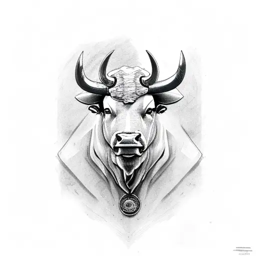 Bull with the number 87 in roman numeral tattoo design idea