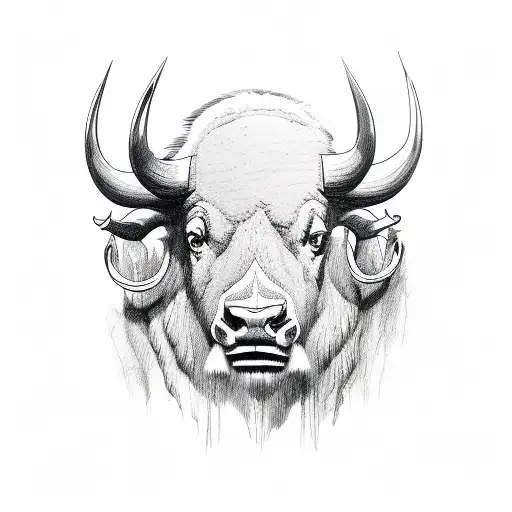 Buffalo head tattoo design idea