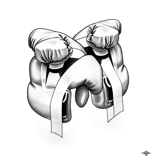 cross and boxing gloves tattoo design idea