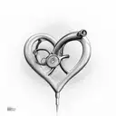 Stethoscope forming a heart shape with 'I love you more' written in EKG style tattoo design idea